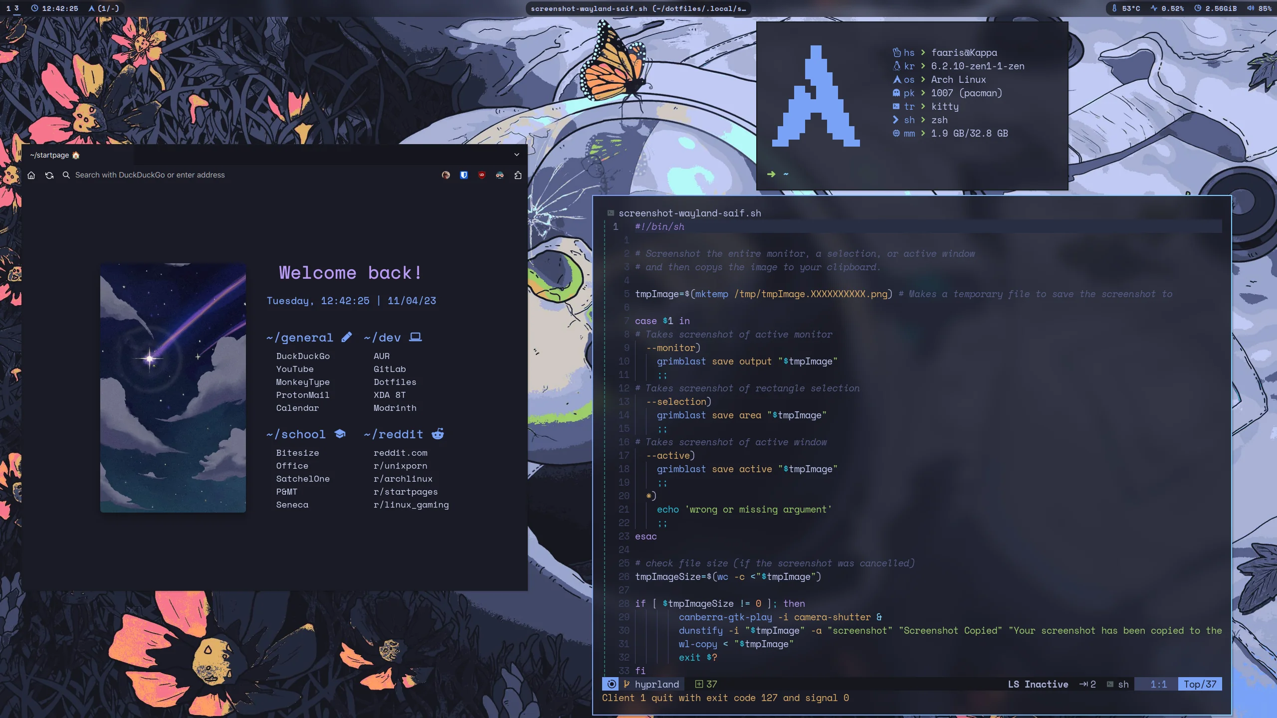 Custom themed Arch Linux Hyprland setup using Waybar